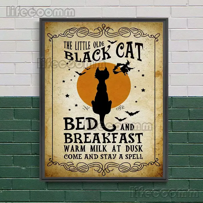 Affiche de règles de la maison de sorcière, toile d'art mural rétro, peinture Salem, chat noir magiq