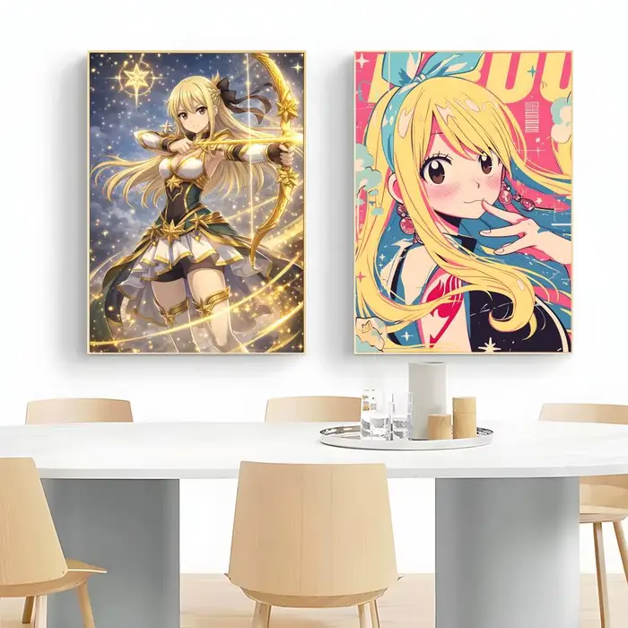 Affiche murale avec personnage joyeux Lucy Heartfilia, impression artistique, peinture murale décorative, décoration de la maison, cadeau sans cadre