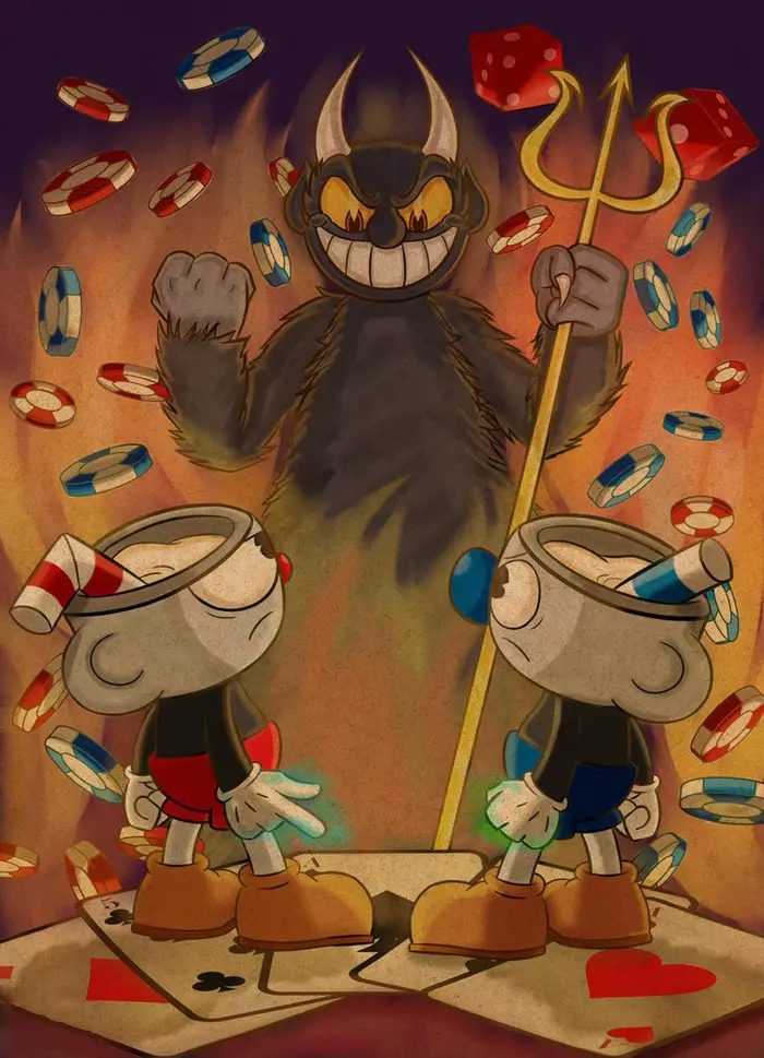 Affiche de jeu Cuphead, impressions de jeux vidéo classiques, peinture sur toile, images d'art mural