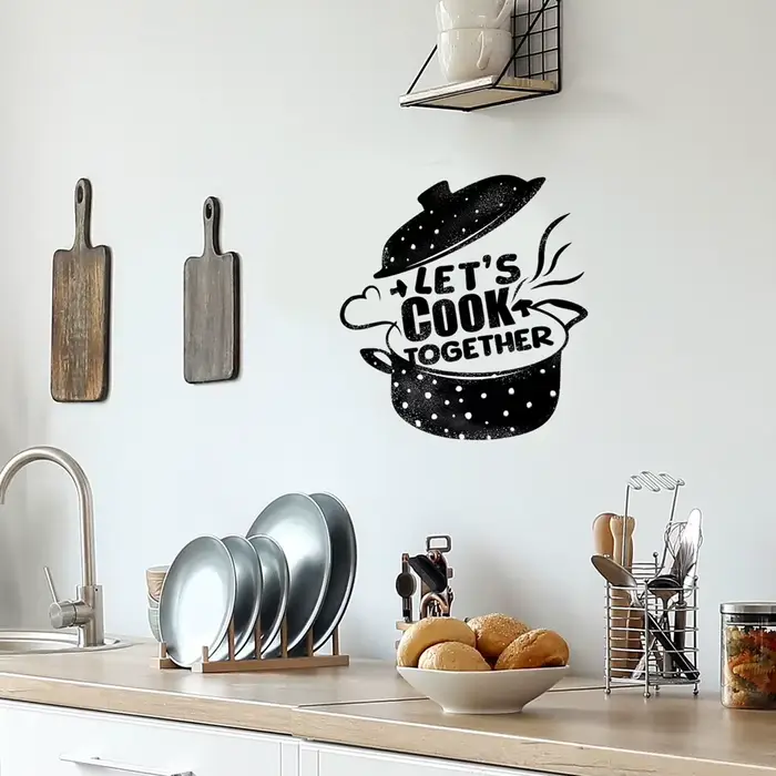 Autocollant mural « Let's Cook Together » pour la décoration de la cuisine