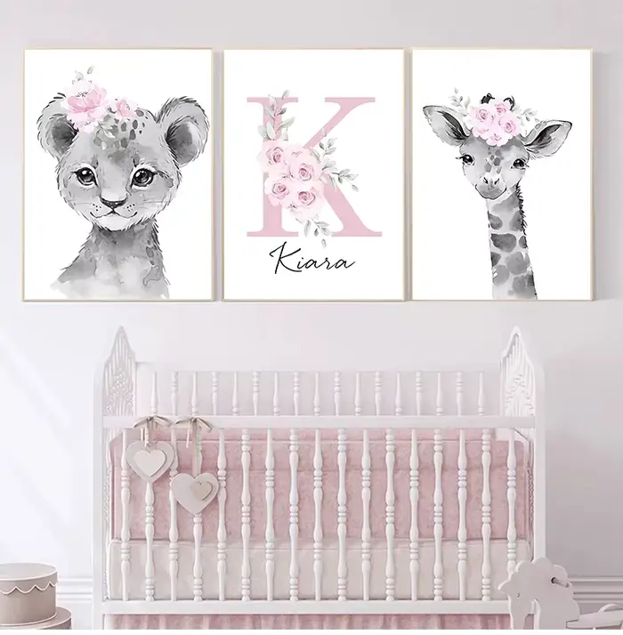 Affiche de pépinière personnalisée avec nom de bébé