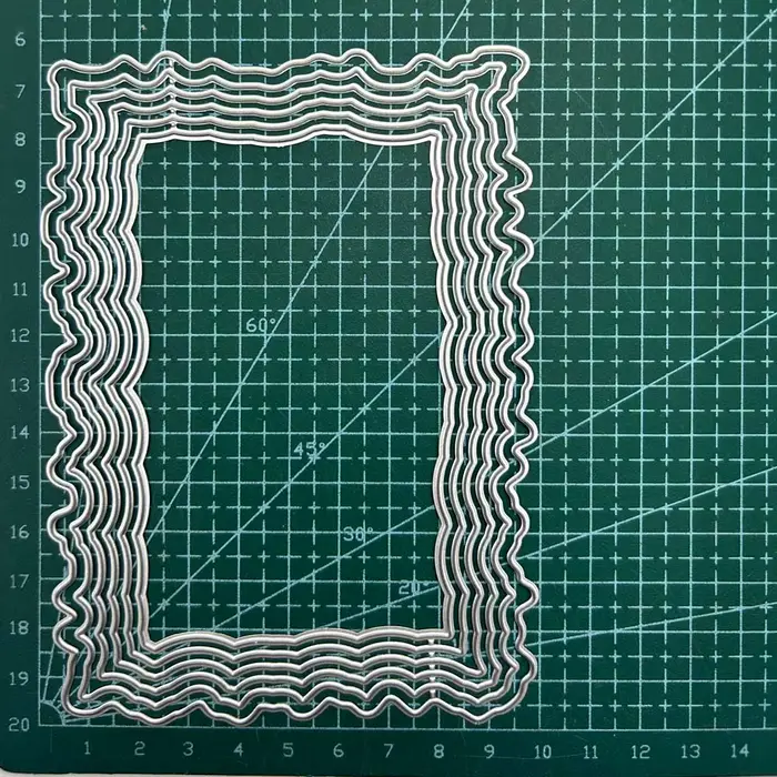 Matrices de découpe en métal à cadre ondulé rectangulaire, Scrapbook, Album Photo, fabrication de ca