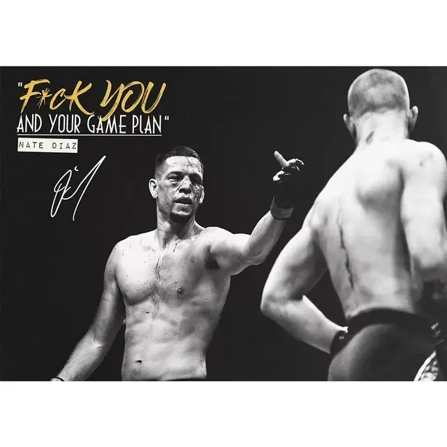 Affiche murale en toile HD avec image de la star de la boxe Nate Diaz, noir et blanc, décoration édu