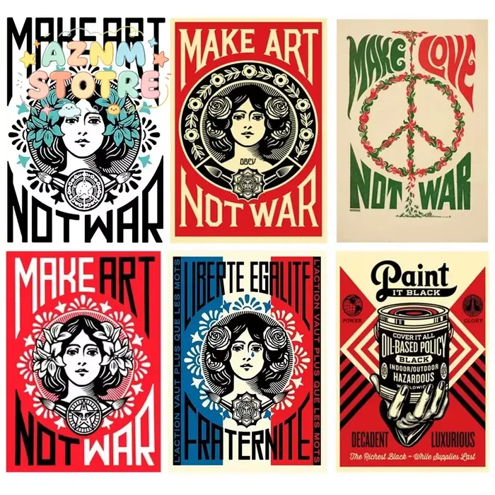 Impression sur toile rétro « Make Art Not War »