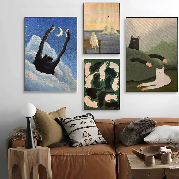 Affiche d'art drôle et mignon de chat l-lovers