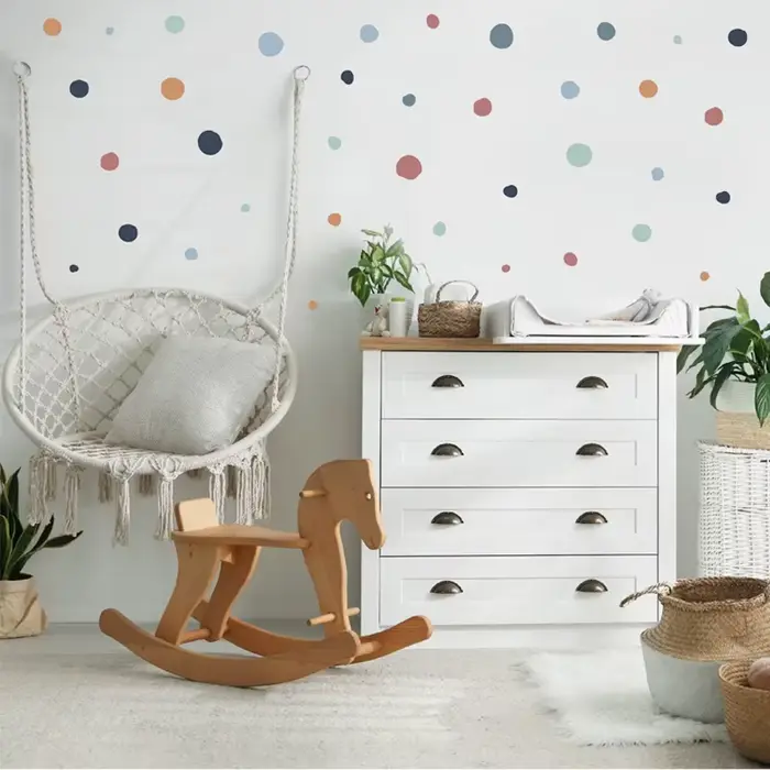 Autocollants muraux Boho à pois colorés pour enfants, sparadrap muraux amovibles pour pépinière, aff