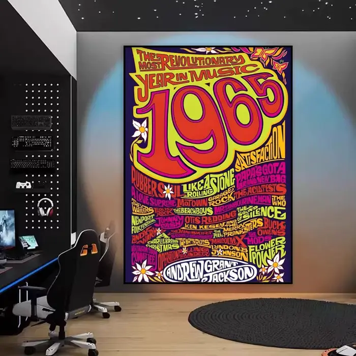 Woodstock Rock Festival peinture calligraphie HD toile affiche sans plis étanche tous les espaces dé