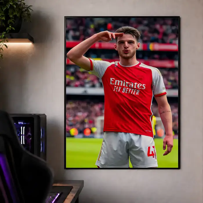Affiche de football Declan R-Rice Arsenal Angleterre, imperméable, HD, moderne, à coller, décoration