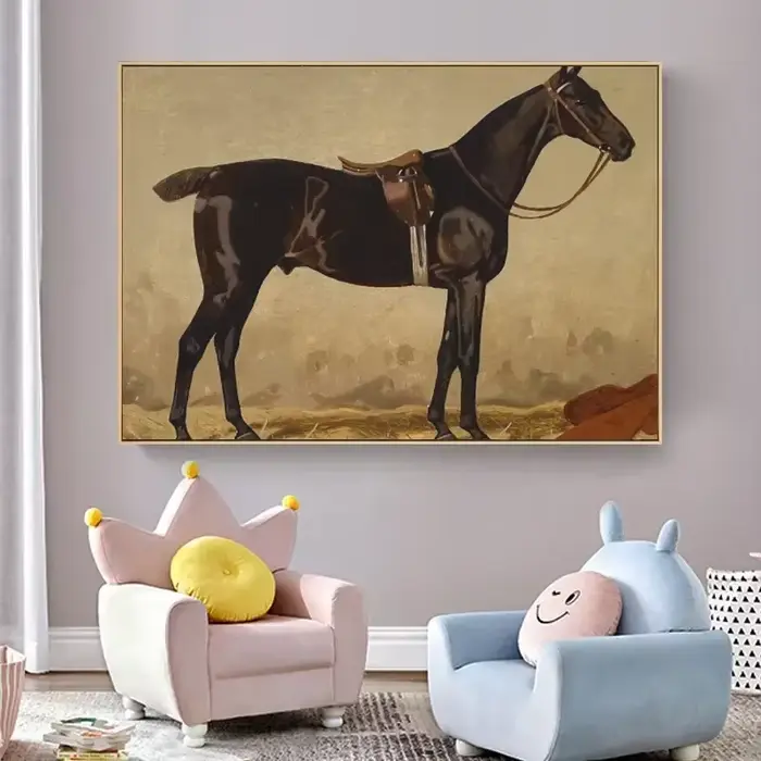 Affiche d'illustration d'art de cheval Vintage, peinture sur toile équestre, imprimés d'art mural, image pour salon rustique, décoration de la maison