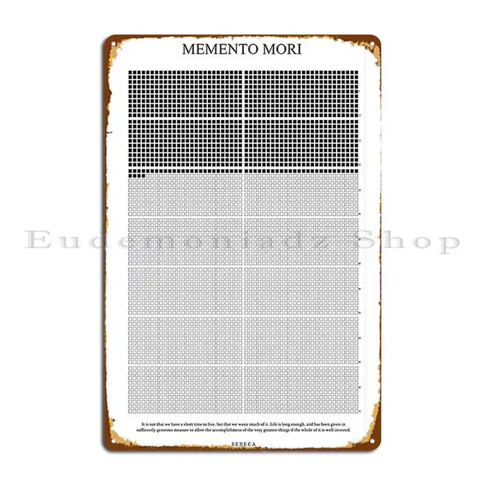 Affiche de calendrier de vie de Memento Mori, signe en métal, instrument de peinture, personnalisé, 