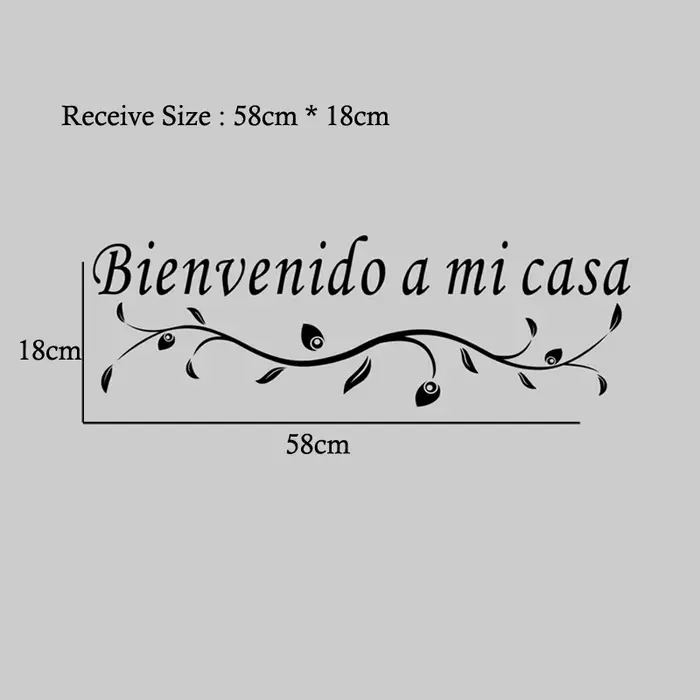 Autocollant mural espagnol « Bienvenido a mi casa » pour la décoration de la maison
