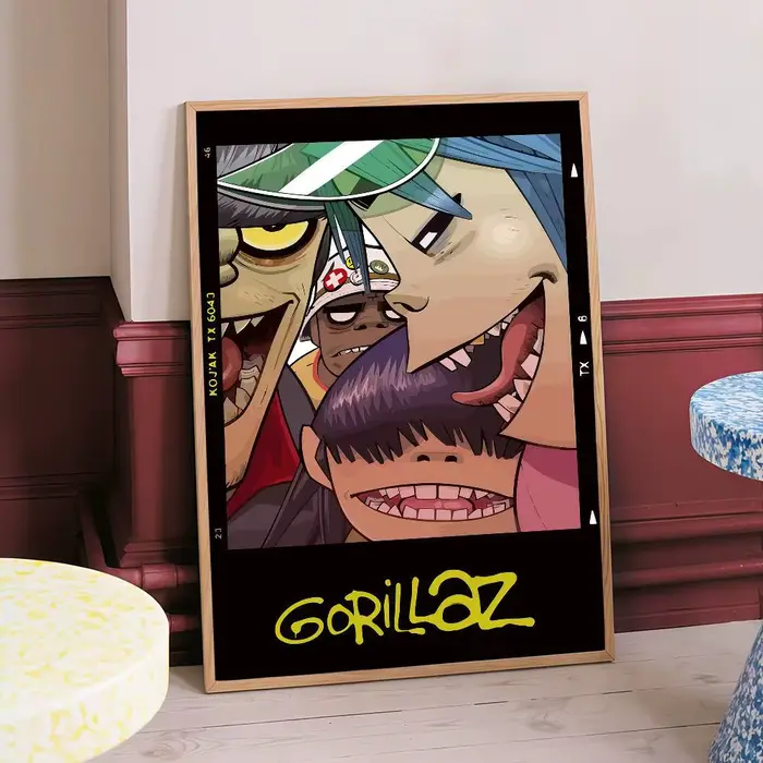 Affiche d'art auto-adhésive de groupe de Rock de dessin animé virtuel Gorillaz