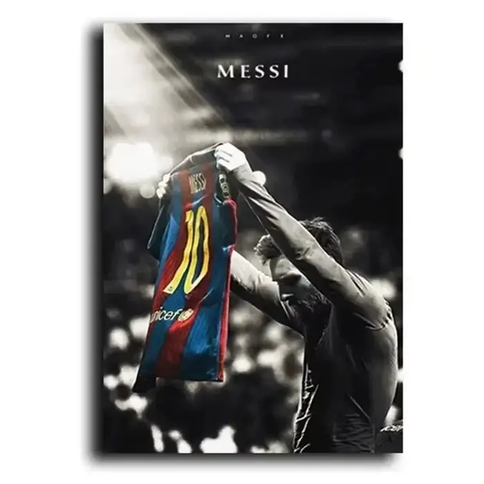 Affiche Murale Rétro de Football Star Messi, Peinture Sans Cadre, Décoration de Chambre, Maison, Clu
