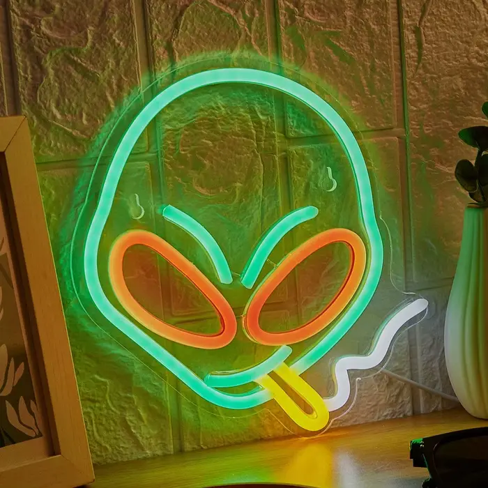 Chi-buy LED néon Alien fumer enseignes au néon veilleuse 3D mur Art & salle de jeu chambre salon déc
