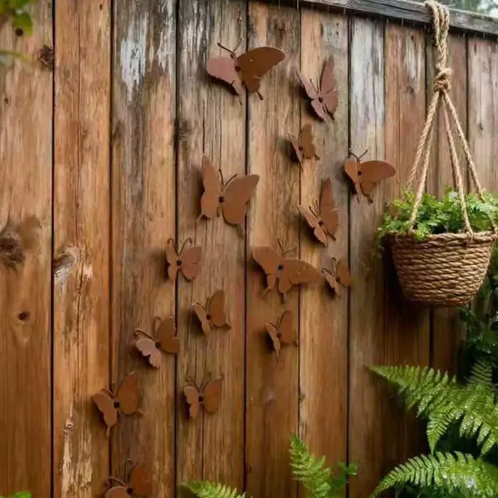Décoration murale en métal en forme de papillon