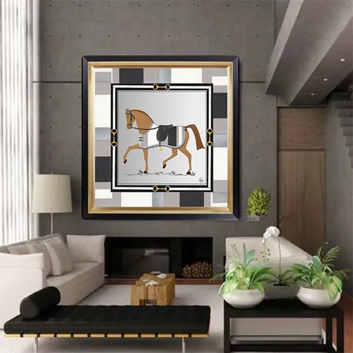 Peinture sur toile de cheval de cour abstraite moderne, art mural, affiches d'animaux de luxe, impressions pour décor de salon