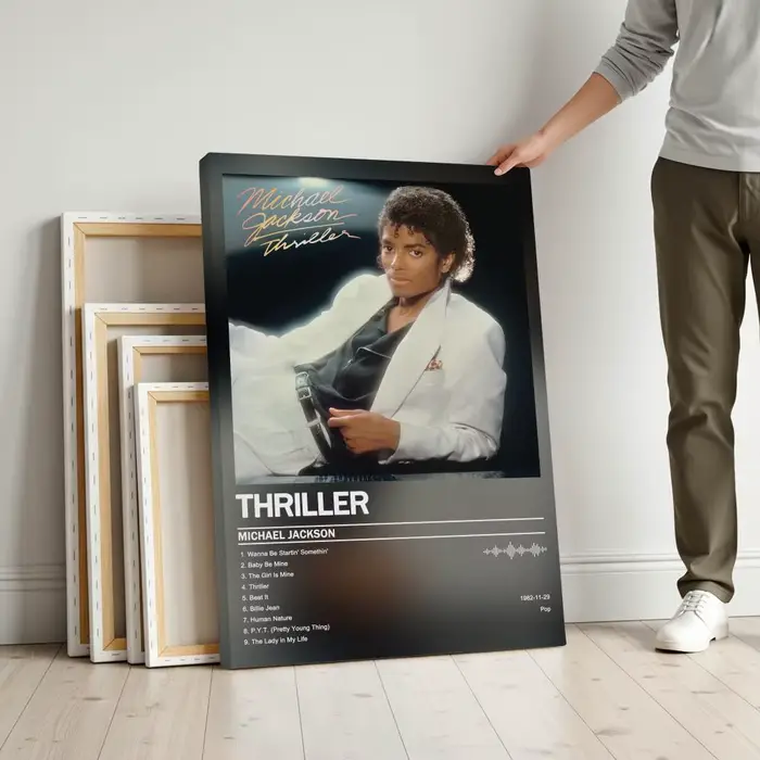 Peinture Calligraphique Michael Jackson Thriller avec Cadre Intérieur