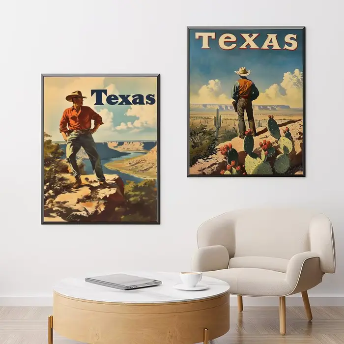 Affiche de mode rétro de cowboy occidental
