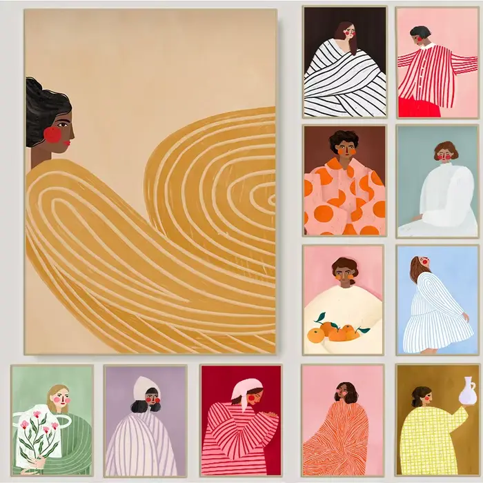 Affiche d'illustration de portrait de femme minimaliste