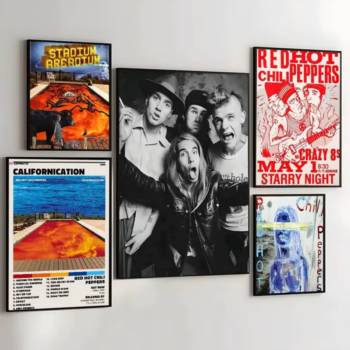 Affiche d'art de bande r-rouge Hot C-Chili Peppers avec imprimés