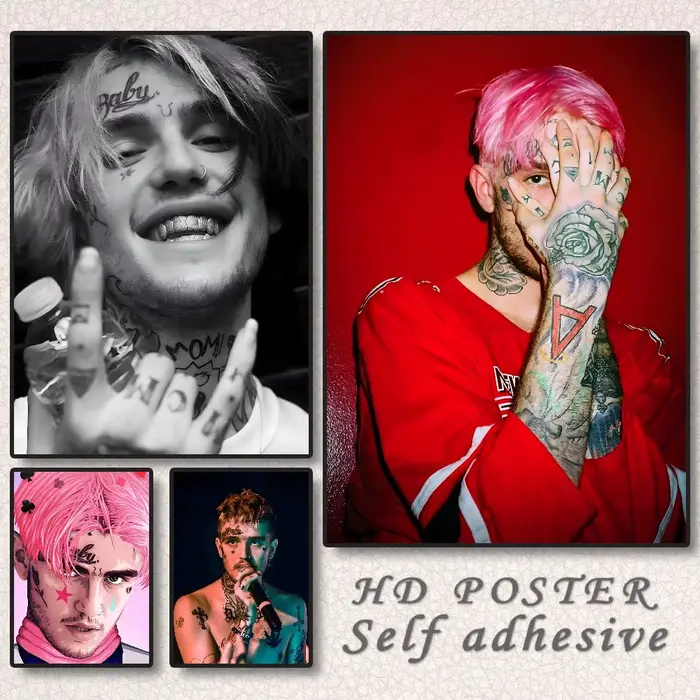 Lil Peep affiche auto-adhésive Art papier imperméable autocollant café maison Bar dortoir décoration murale