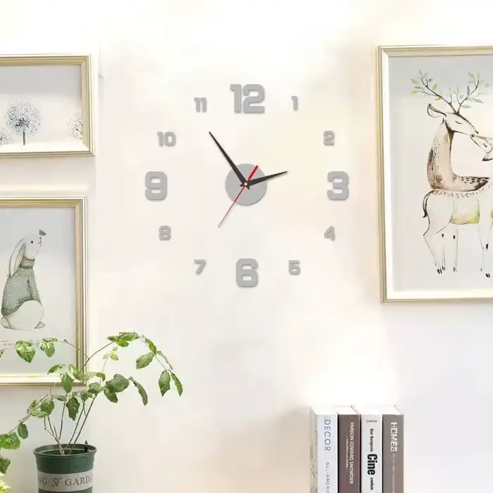 3D créatif sans cadre bricolage tenture murale horloge stickers muraux maison muet