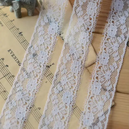 Dentelle florale décorative, 5 mètres de largeur, 2.7cm, rose clair, violet, garniture, broderie, ti