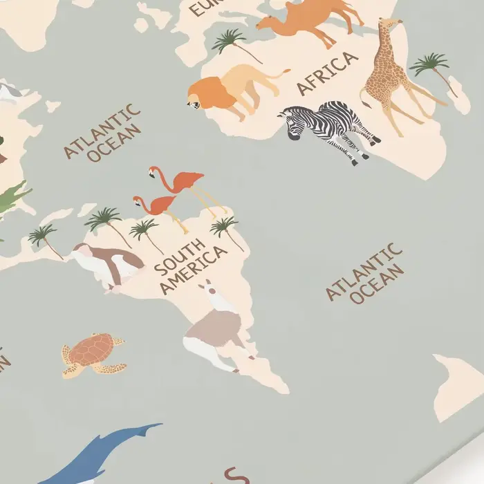 Toile de peinture de carte du monde