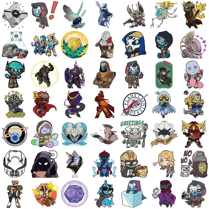 50 pièces amusant dessin animé destin 2 Graffiti autocollants Scrapbooking Collage matériel coques de téléphone guitare cahiers bricolage décoratif