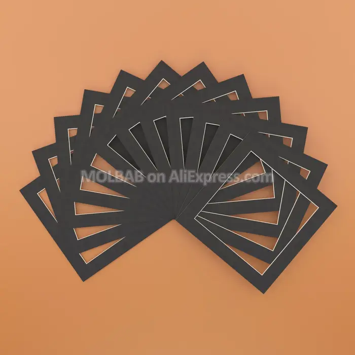 Tapis Photo carrés 8/10/12/14/16 pouces, supports en carton à Surface texturée blanc/noir pour décoration de montage de cadre Photo, 12 pièces/lot