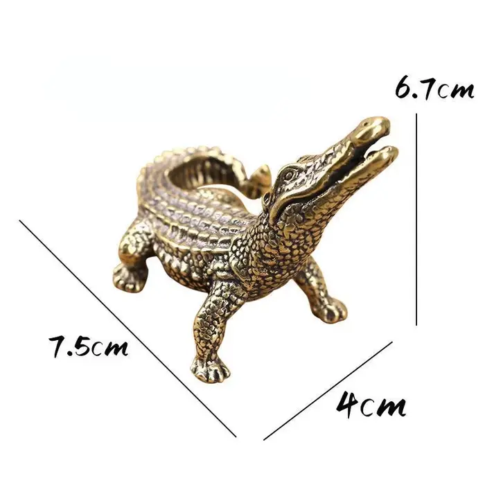 Figurines miniatures de Crocodile en Bronze Antique, Mini Statue d'alligator Vintage en laiton, orne