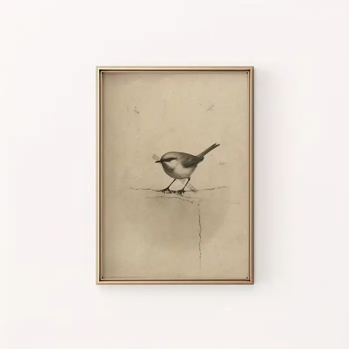 Affiche d'art d'oiseau Vintage imprimée, croquis d'oiseau Antique, toile d'art mural, peinture d'ois