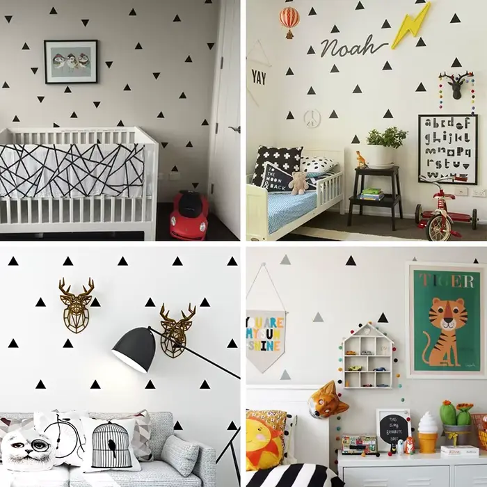 Petit triangle stickers muraux pour enfants chambres Monochrome/multicolore decoration chambre autocollant mural