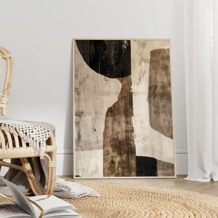 Affiche sur toile abstraite Wabi Sabi japonaise, impressions d'art beige minimalistes vintage Japand