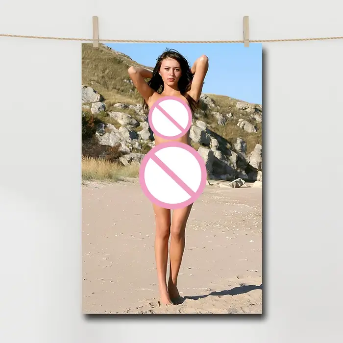 Belle femme sur la plage, photo, impression d'art moderne, peinture sur toile, décoration murale pou