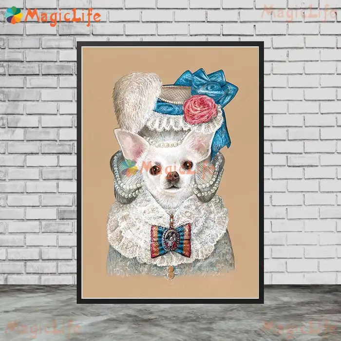 Dessin animé drôle chien habiller Portrait animaux affiches photos murales pour salon nordique affiche mur Art toile peinture sans cadre