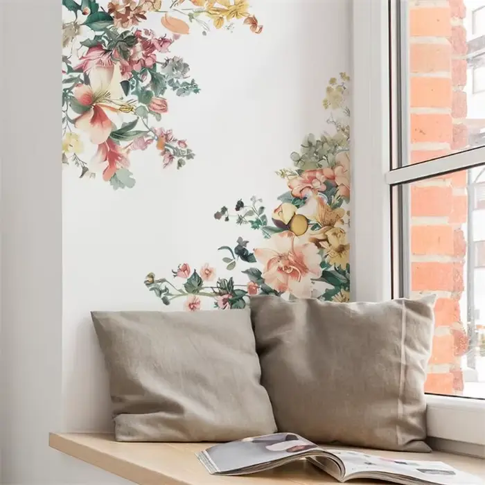 Autocollants muraux en vinyle plante fleur