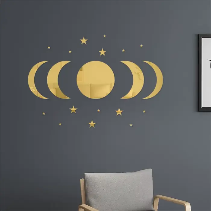 Miroir mural Design Cycle de lune, décoration murale suspendue, adapté aux familles pour décorer des