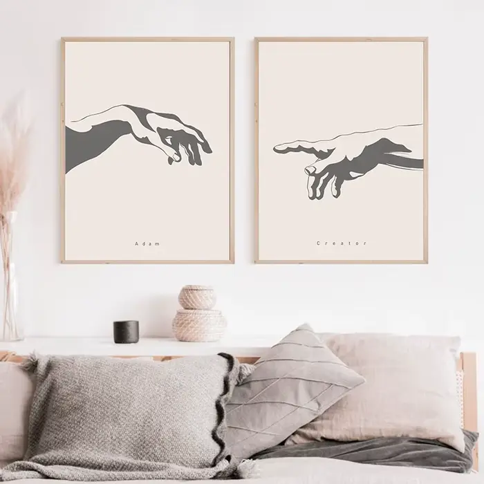 Toile d'art mural Boho gris neutre