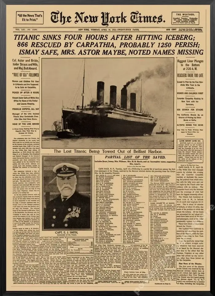 Affiche de journal du New York Times, rétro, vintage, en toile, série, 03/News