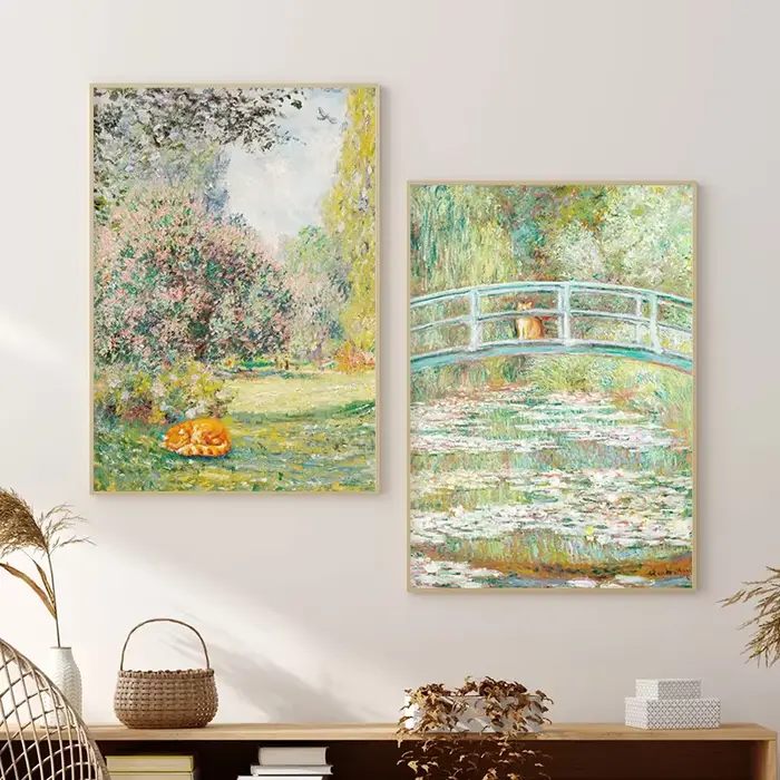 Affiches de chat Monet et Van Gogh