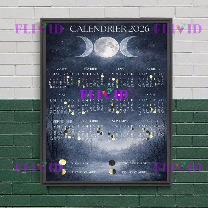 Calendrier de Phase de lune 2026 Art mural