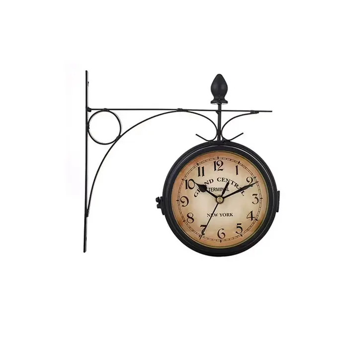 Horloge murale double face en métal, horloge rétro durable, décoration d'intérieur, décoration de ja