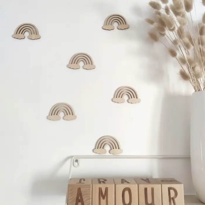 Autocollants muraux créatifs fleurs auto-adhésifs en bois