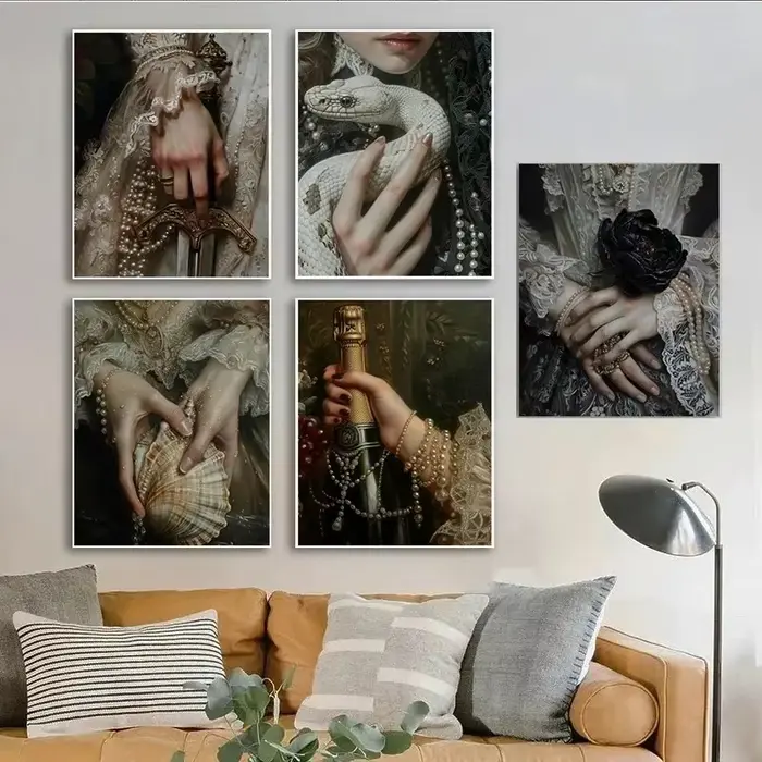 Tableaux sur toile de femmes victoriennes maximalistes, portraits d'art baroque, affiches de mode rétro, décorations murales pour la maison