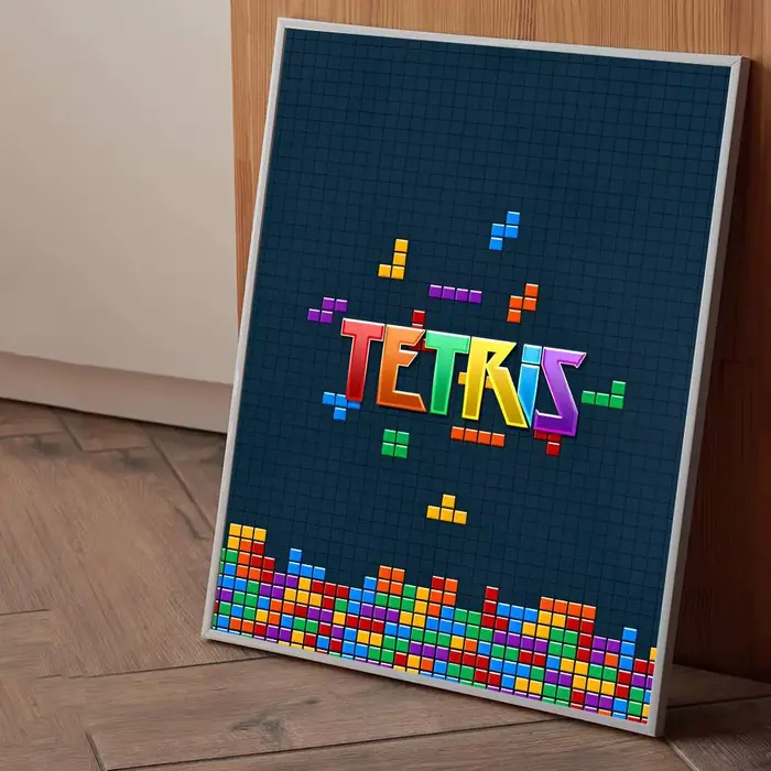 Affiche de bloc de jeu t-tris