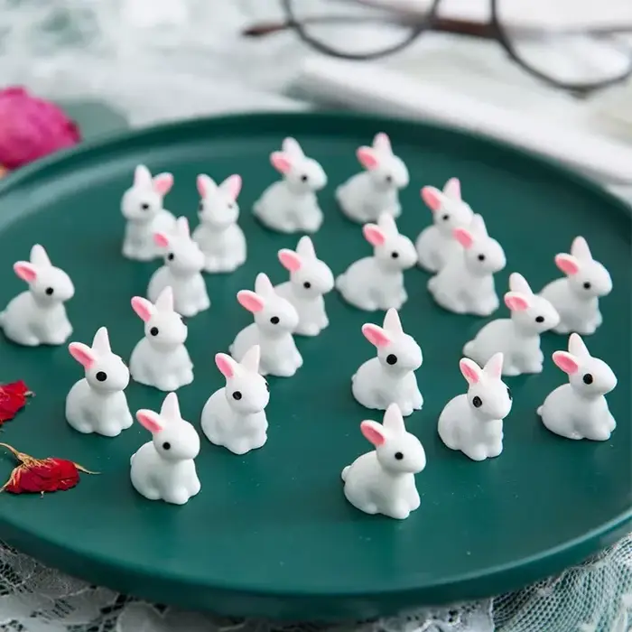 Mini lapins miniatures en résine, 10/20/50 pièces, figurines 3D, petit lapin blanc, ornement, Micro 