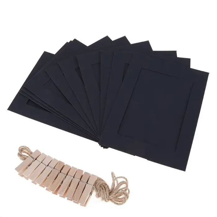 Cadre Photo en Papier Kraft avec Trombones et Corde, Accessoires de Cabine, 5-7 Pouces, 10 Pièces