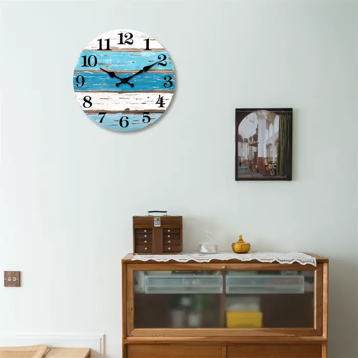 Horloge murale silencieuse en bois de style rétro