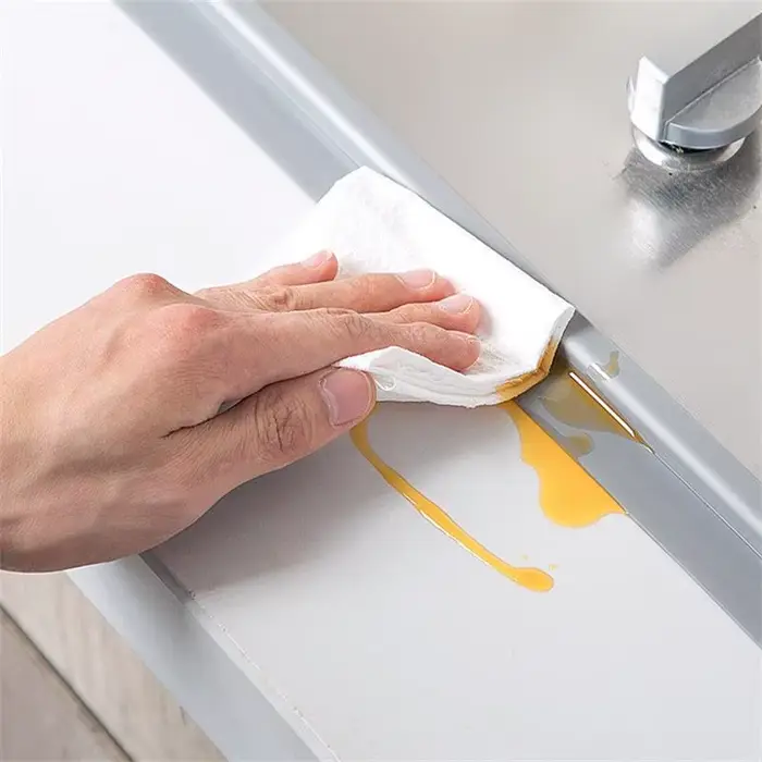 Autocollant mural imperméable en PVC gris, 2.2x200cm, auto-adhésif pour évier, poêle, bande de fissu